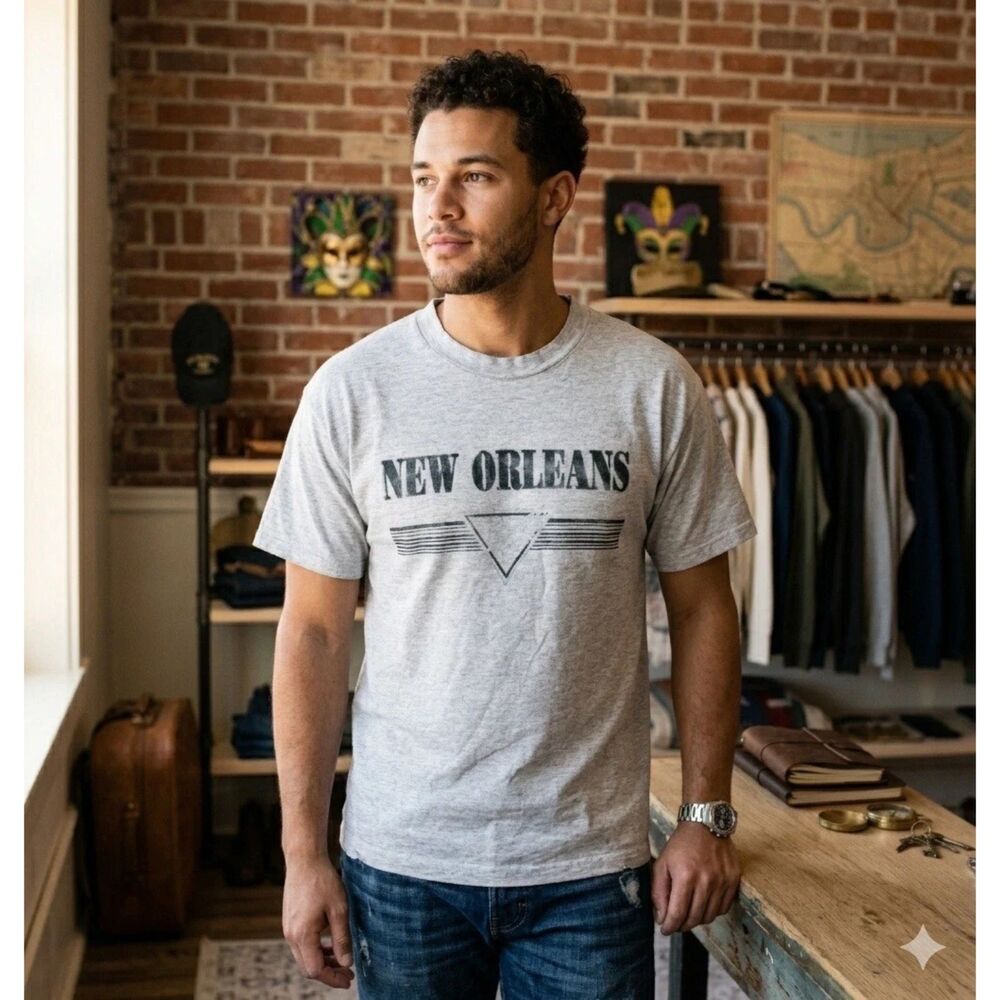 Vintage New Orleans T-Shirt Mens Sz XL Single Stitch 90s Distressed grunge y2k